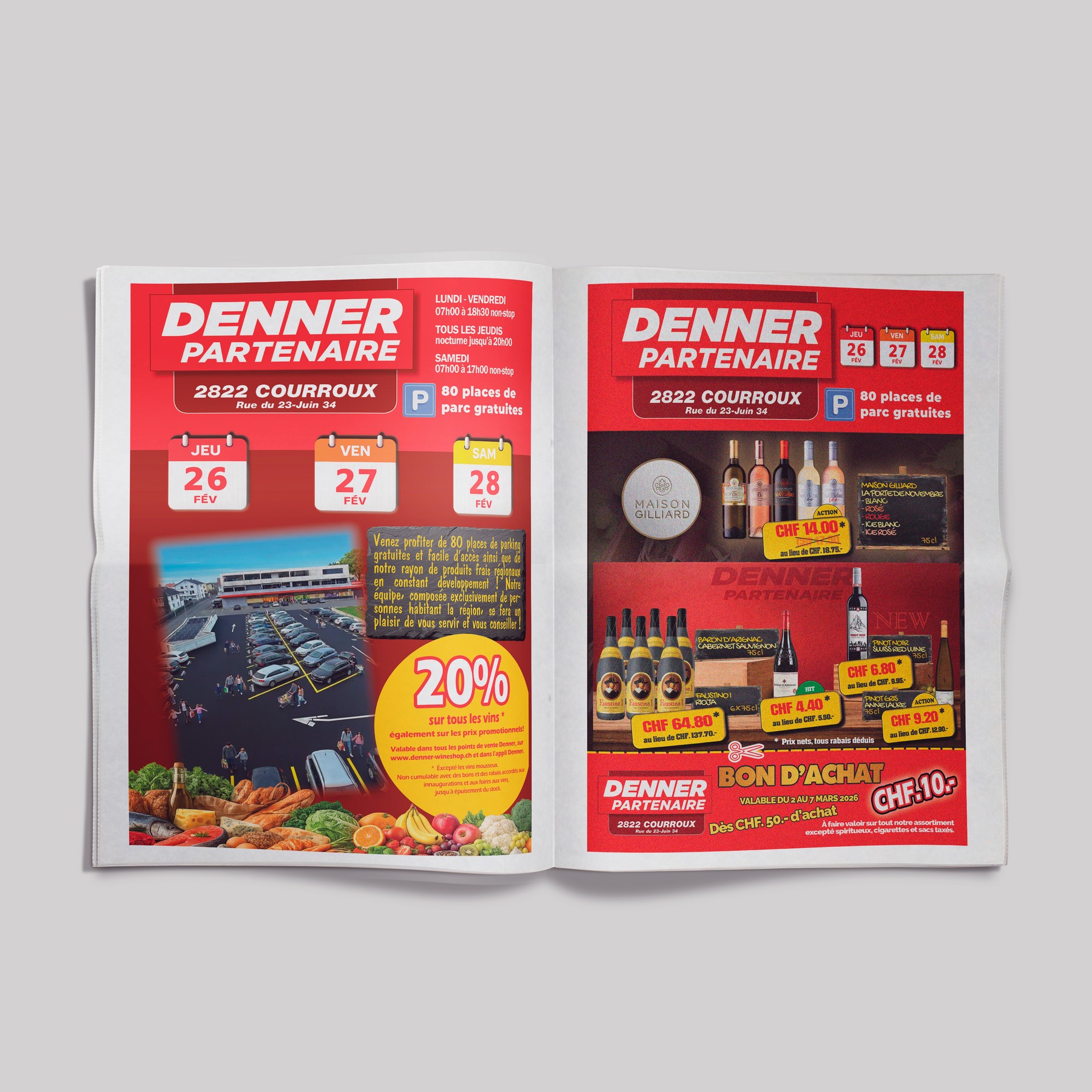 Flyer promotionnel Denner — février 2026